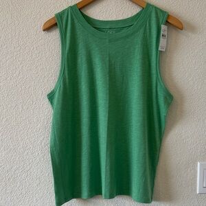NWT 100% Cotton Soft Tank, Large, Green (slightly heathered slub look)